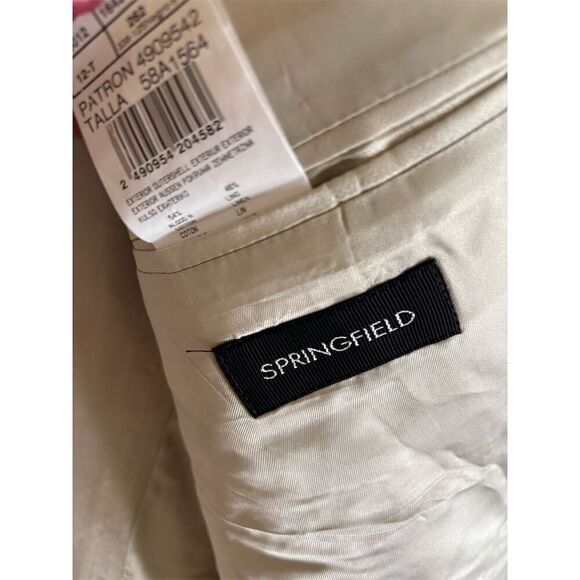 Men's Beige Blazer Jacket Size 48 Classic Formal Notch Lapel - Picture 6 of 11